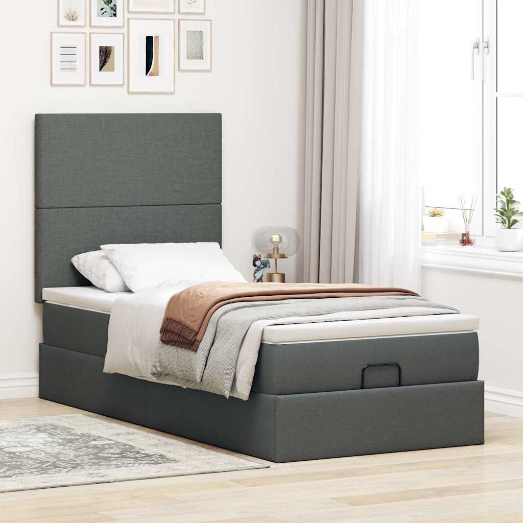 Struttura Letto Pouf con Materasso 100x200 cm in Tessuto