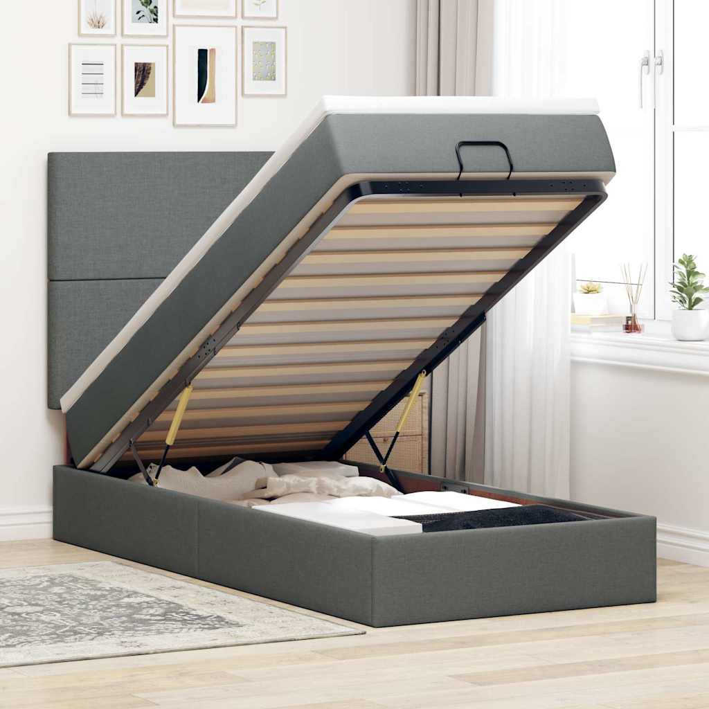 Struttura Letto Pouf con Materasso 100x200 cm in Tessuto