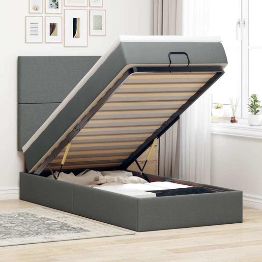 Struttura Letto Pouf con Materasso 100x200 cm in Tessuto