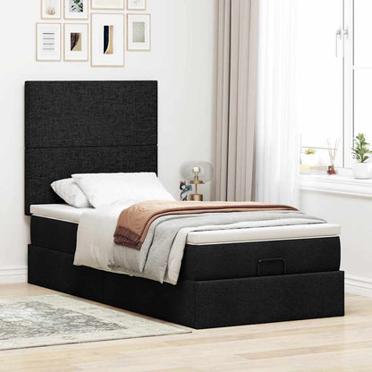 Pouf Letto con Materasso Nero 100x200 cm in Tessuto | homemem39