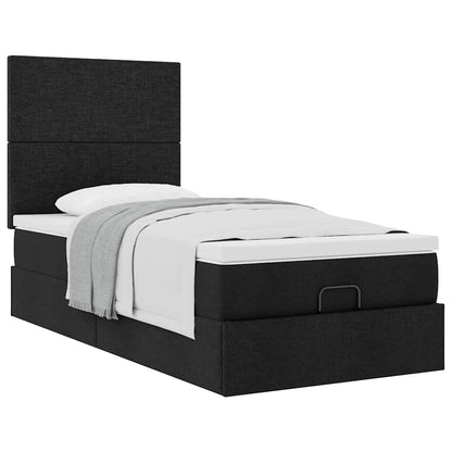 Pouf Letto con Materasso Nero 100x200 cm in Tessuto | homemem39