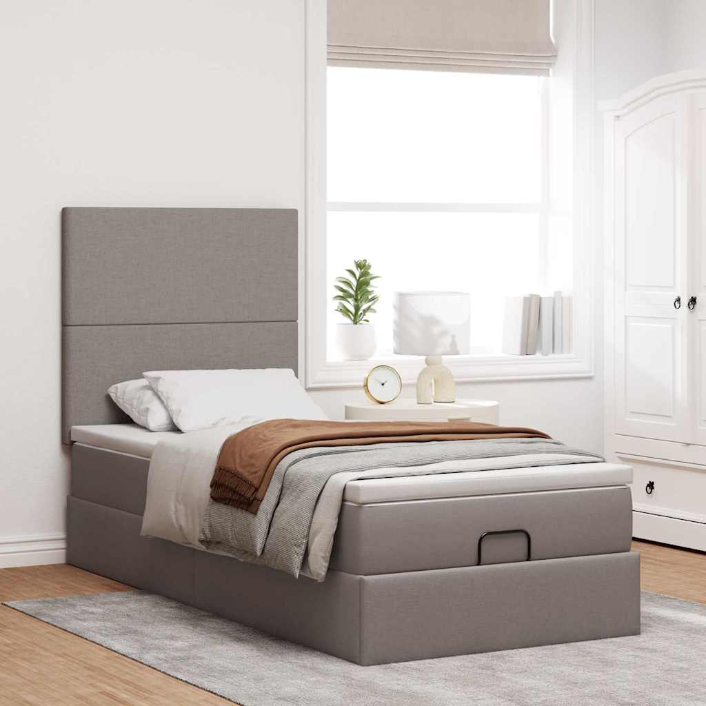 Pouf Letto con Materasso Tortora 100x200 cm in Tessuto