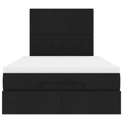 Struttura Letto Pouf con Materasso Nero 120x190 cm in Tessuto