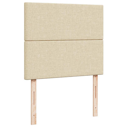 Struttura Letto Pouf con Materasso Crema 120x190 cm in Tessuto