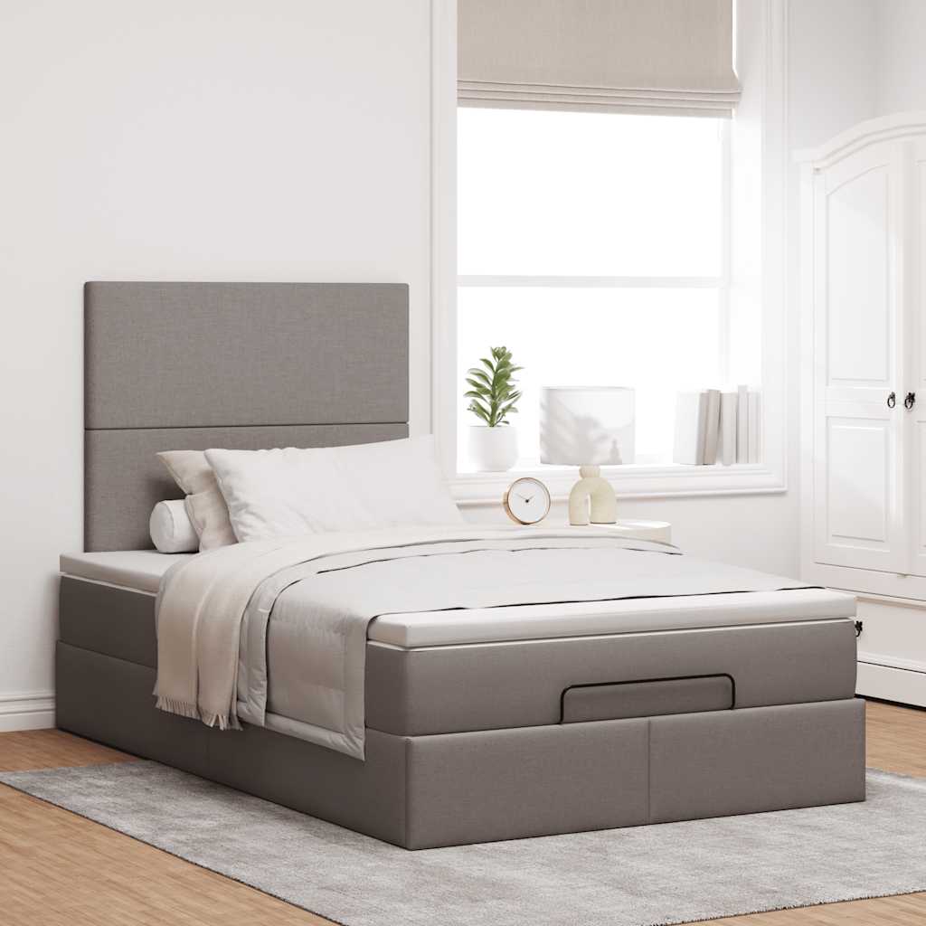 Struttura Letto Pouf con Materasso Tortora 120x200cm in Tessuto | homemem39