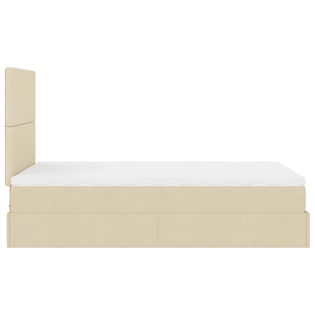 Struttura Letto Pouf con Materasso Crema 120x200 cm in Tessuto | homemem39