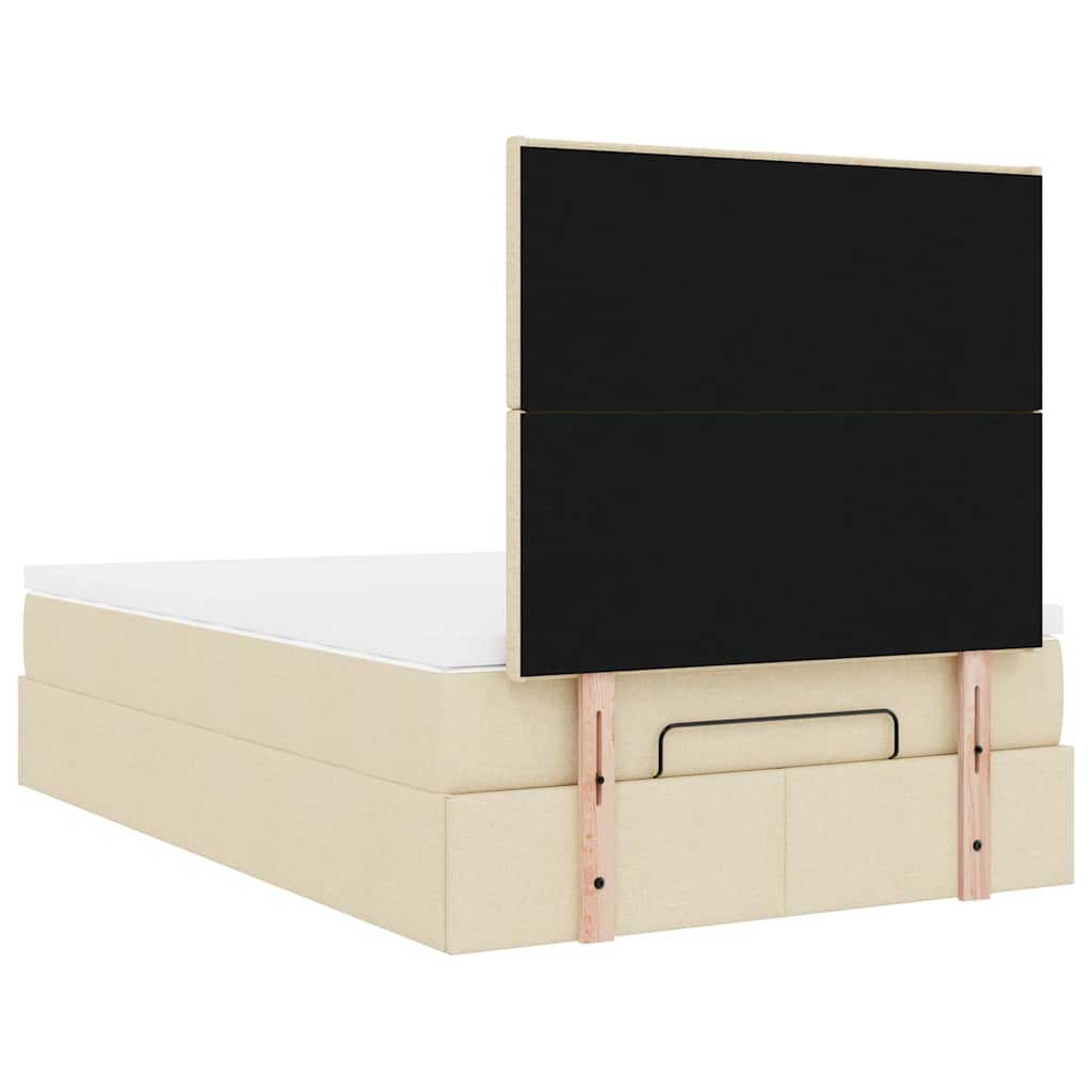 Struttura Letto Pouf con Materasso Crema 120x200 cm in Tessuto | homemem39