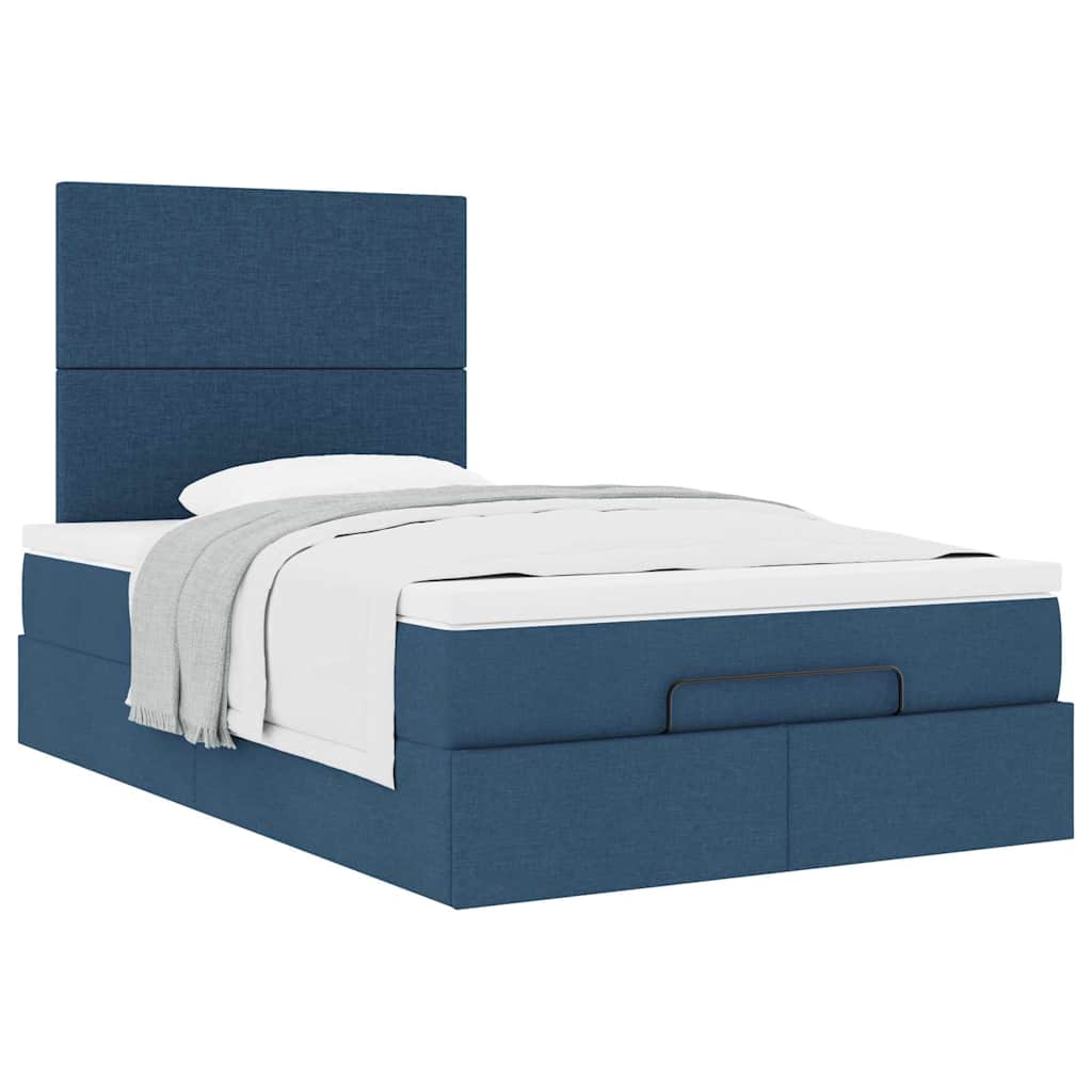 Struttura Letto Pouf con Materasso Blu 120x200 cm in Tessuto | homemem39