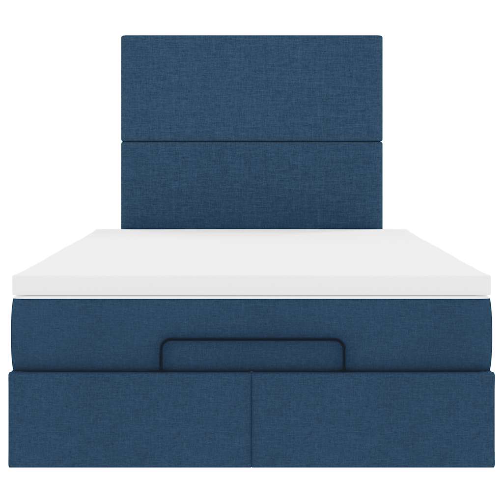 Struttura Letto Pouf con Materasso Blu 120x200 cm in Tessuto