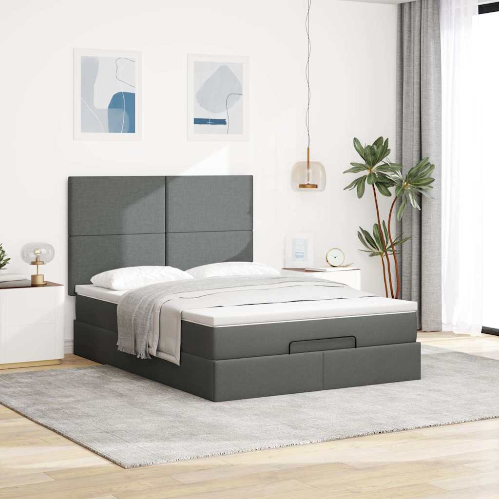 Struttura Letto Pouf con Materasso 140x190 cm in Tessuto | homemem39