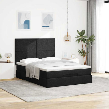 Struttura Letto Pouf con Materasso Nero 140x190 cm in Tessuto | homemem39