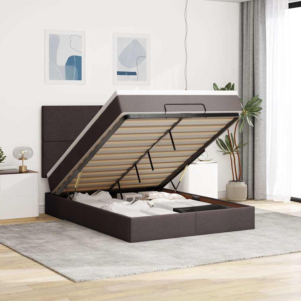 Struttura Letto Pouf con Materasso 140x190 cm in Tessuto | homemem39