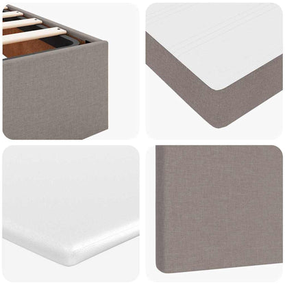 Struttura Letto Pouf con Materasso Tortora 140x190 cm Tessuto