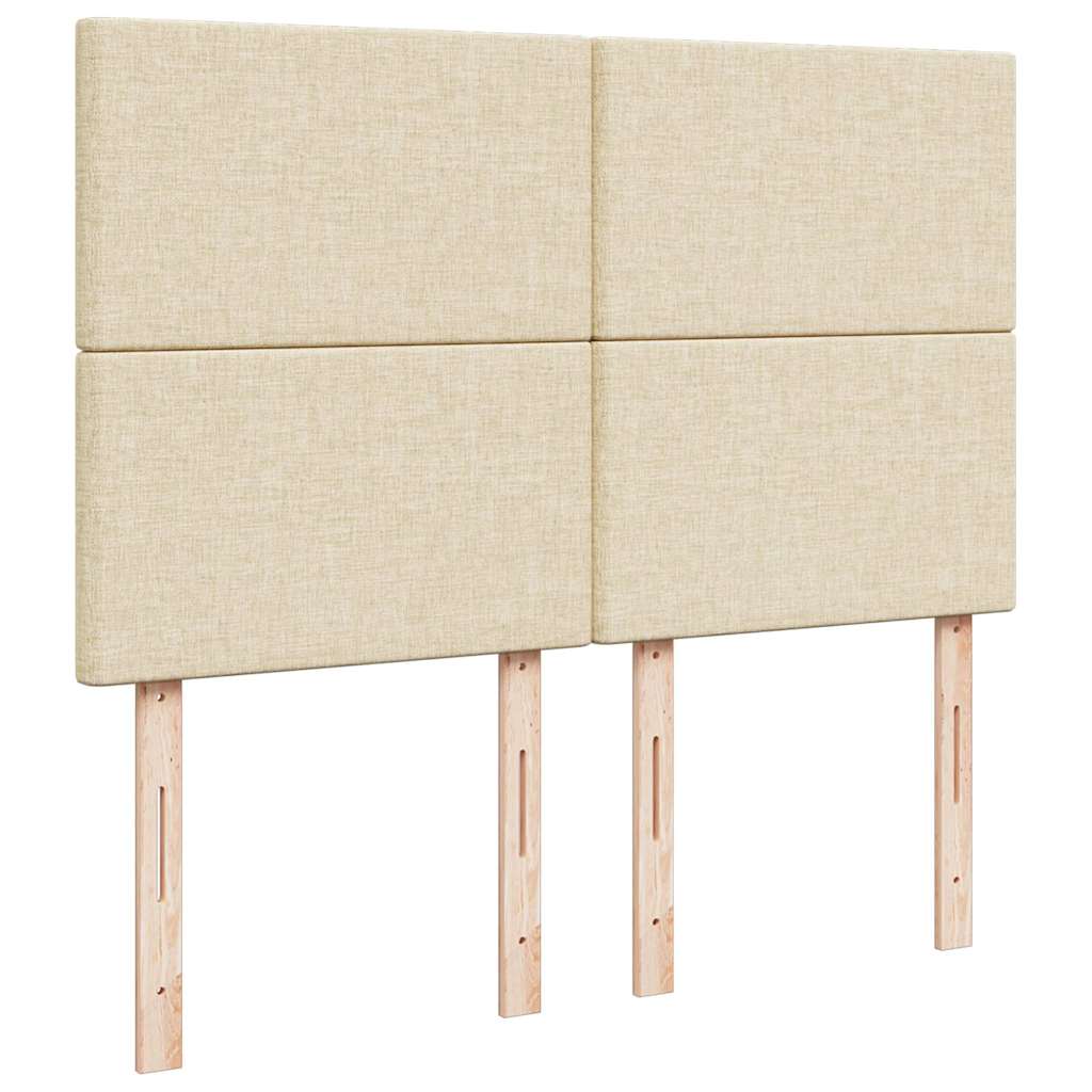 Struttura Letto Pouf con Materasso Crema 140x190 cm in Tessuto | homemem39