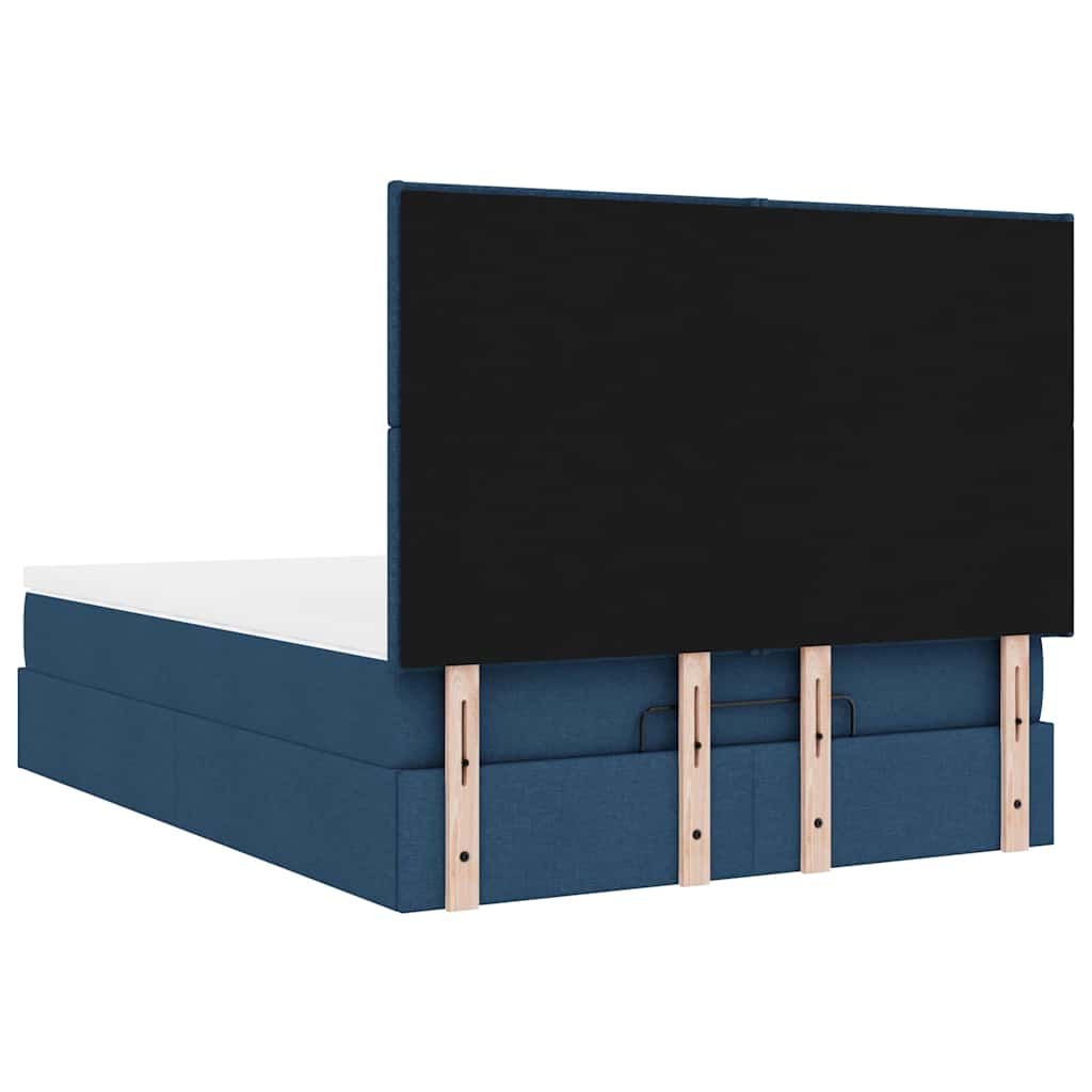 Struttura Letto Pouf con Materasso Blu 140x190 cm in Tessuto | homemem39