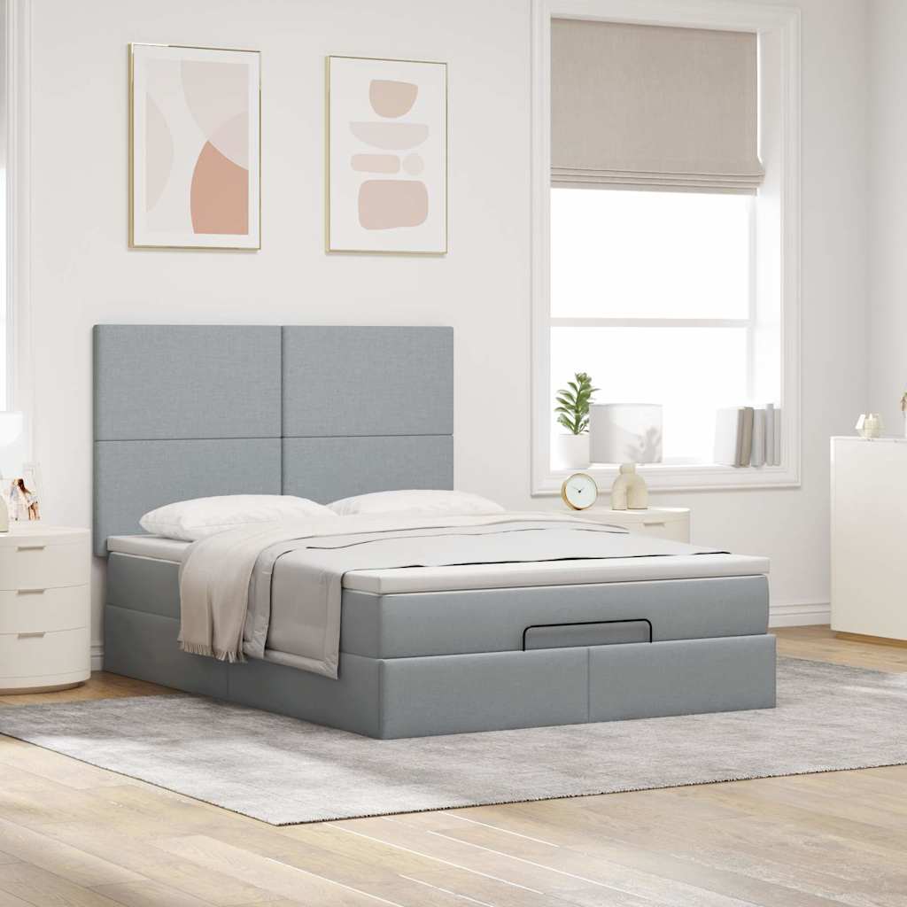 Struttura Letto Pouf con Materasso 140x200 cm in Tessuto | homemem39