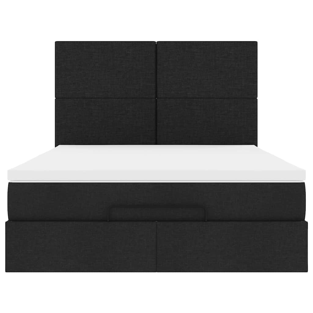 Struttura Letto Pouf con Materasso Nero 140x200 cm in Tessuto | homemem39