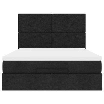 Struttura Letto Pouf con Materasso Nero 140x200 cm in Tessuto | homemem39