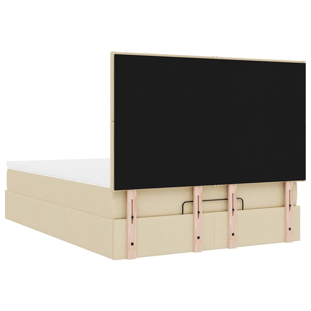 Struttura Letto Pouf con Materasso Crema 140x200 cm in Tessuto | homemem39