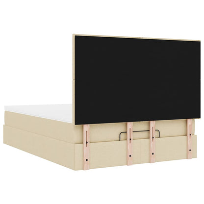 Struttura Letto Pouf con Materasso Crema 140x200 cm in Tessuto | homemem39