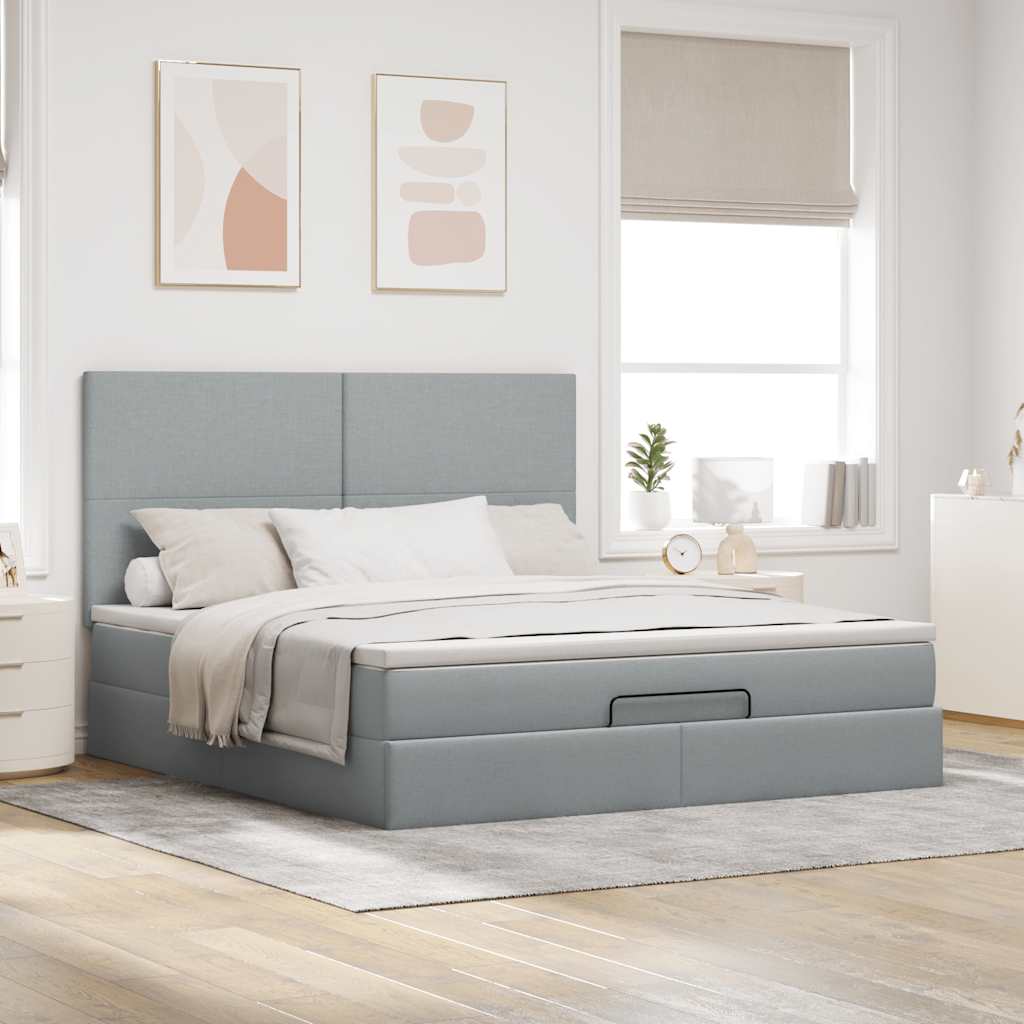 Struttura Letto Pouf con Materasso 160x200 cm in Tessuto | homemem39