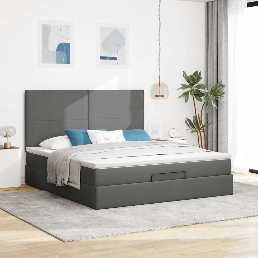 Struttura Letto Pouf con Materasso 160x200 cm in Tessuto | homemem39