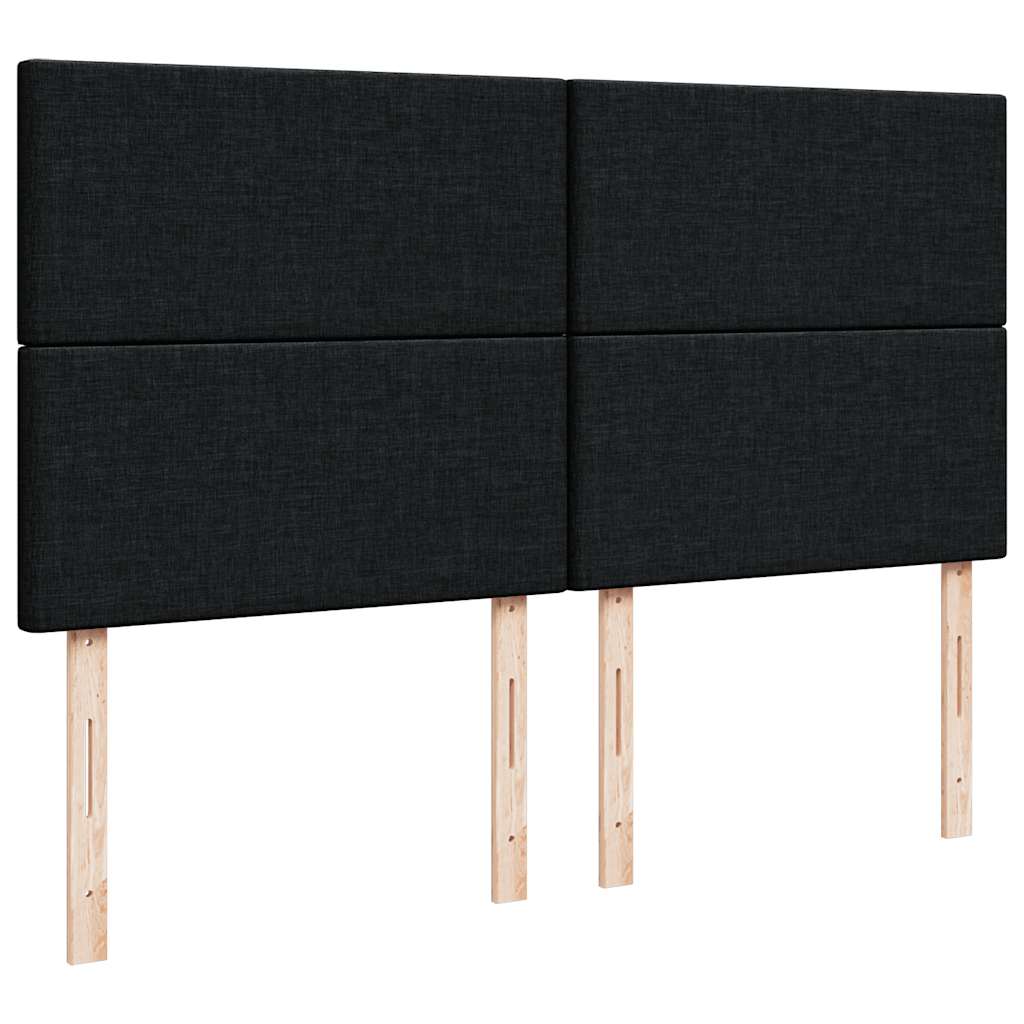 Struttura Letto Pouf con Materasso Nero 160x200 cm in Tessuto | homemem39