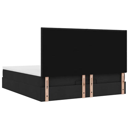 Struttura Letto Pouf con Materasso Nero 160x200 cm in Tessuto | homemem39
