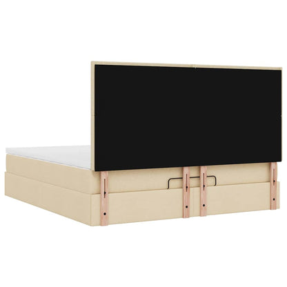 Struttura Letto Pouf con Materasso Crema 160x200 cm in Tessuto | homemem39