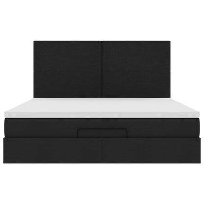 Struttura Letto Pouf con Materasso Nero 180x200 cm in Tessuto