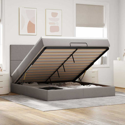 Struttura Letto Pouf con Materasso Tortora 180x200cm in Tessuto