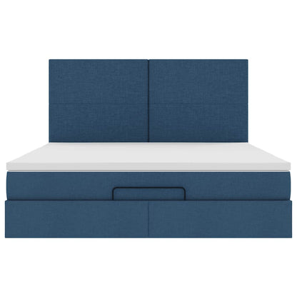 Struttura Letto Pouf con Materasso Blu 180x200cm in Tessuto