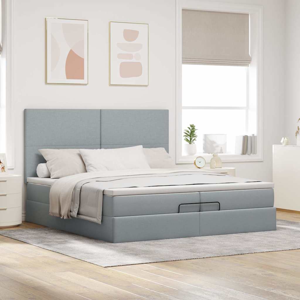 Struttura Letto Pouf con Materassi 200x200 cm in Tessuto | homemem39