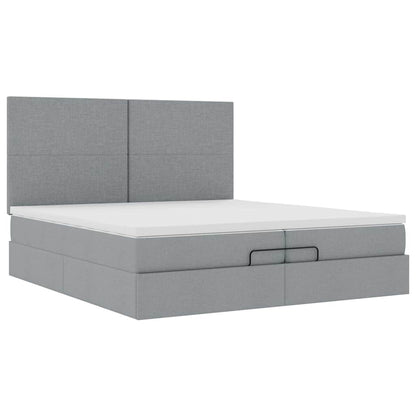 Struttura Letto Pouf con Materassi 200x200 cm in Tessuto | homemem39