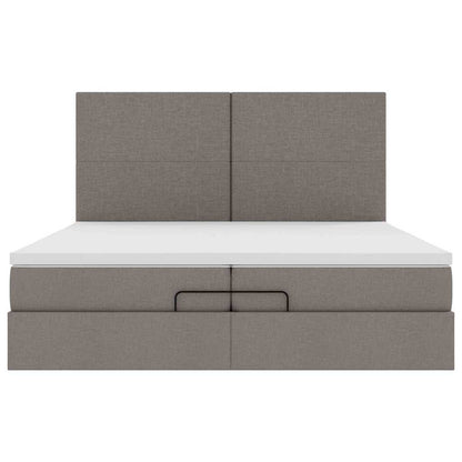 Struttura Letto Pouf con Materassi Tortora 200x200 cm Tessuto | homemem39