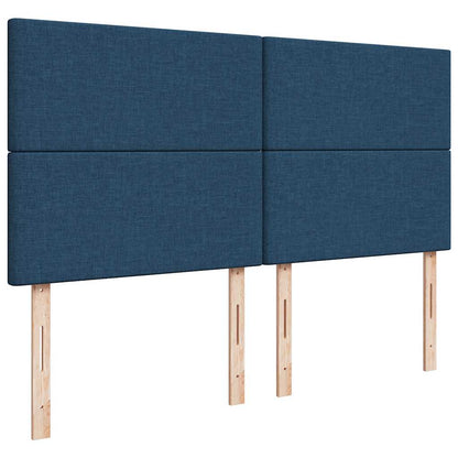 Struttura Letto Pouf con Materassi Blu 200x200 cm in Tessuto