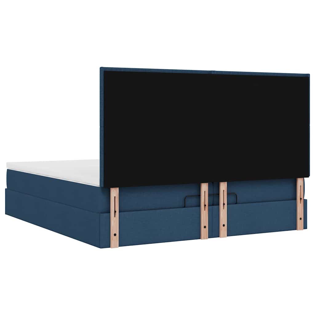 Struttura Letto Pouf con Materassi Blu 200x200 cm in Tessuto