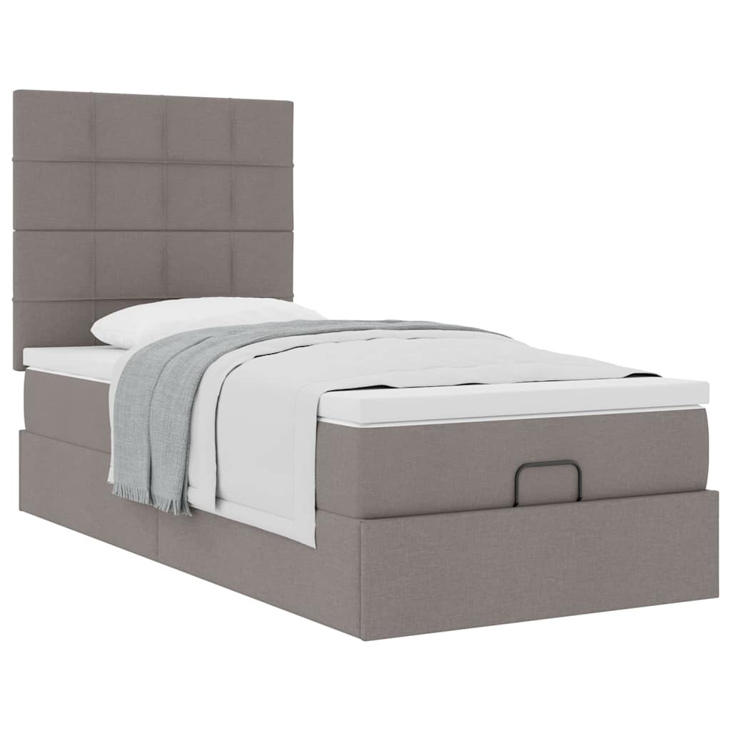 Struttura Letto Pouf con Materasso Tortora 80x200 cm in Tessuto | homemem39