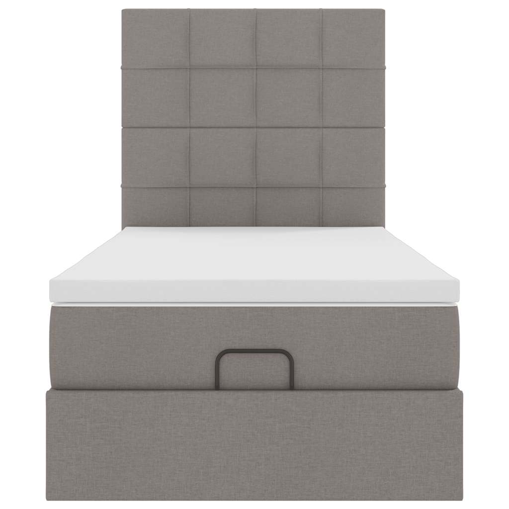 Struttura Letto Pouf con Materasso Tortora 80x200 cm in Tessuto