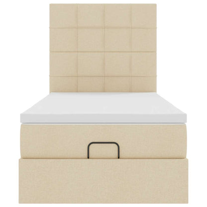 Struttura Letto Pouf con Materasso Crema 80x200 cm in Tessuto