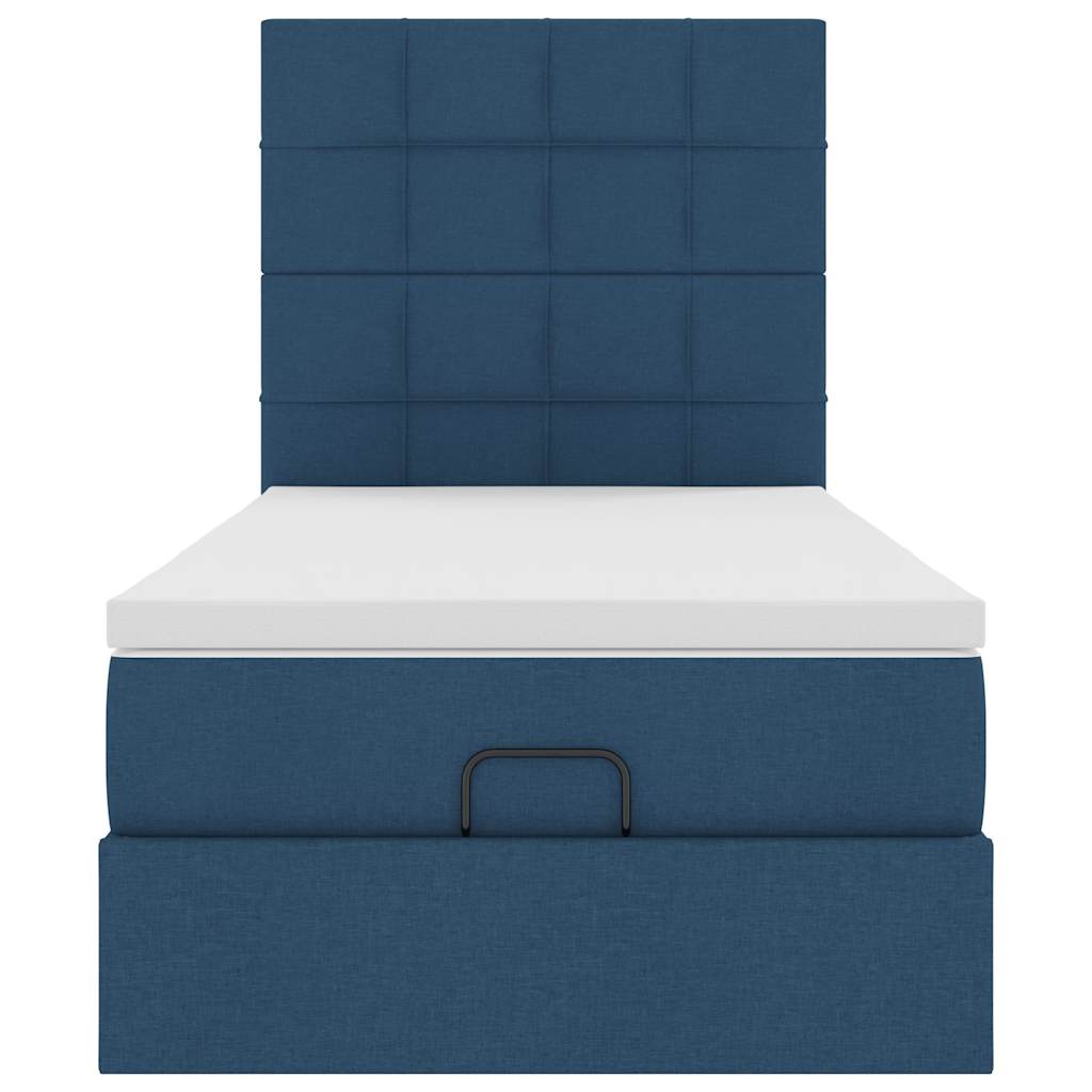 Struttura Letto Pouf con Materasso Blu 80x200 cm in Tessuto | homemem39