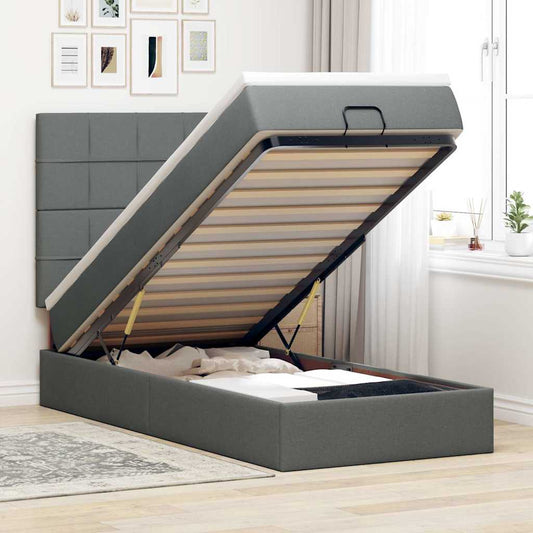 Struttura Letto Pouf con Materasso 90x190 cm in Tessuto