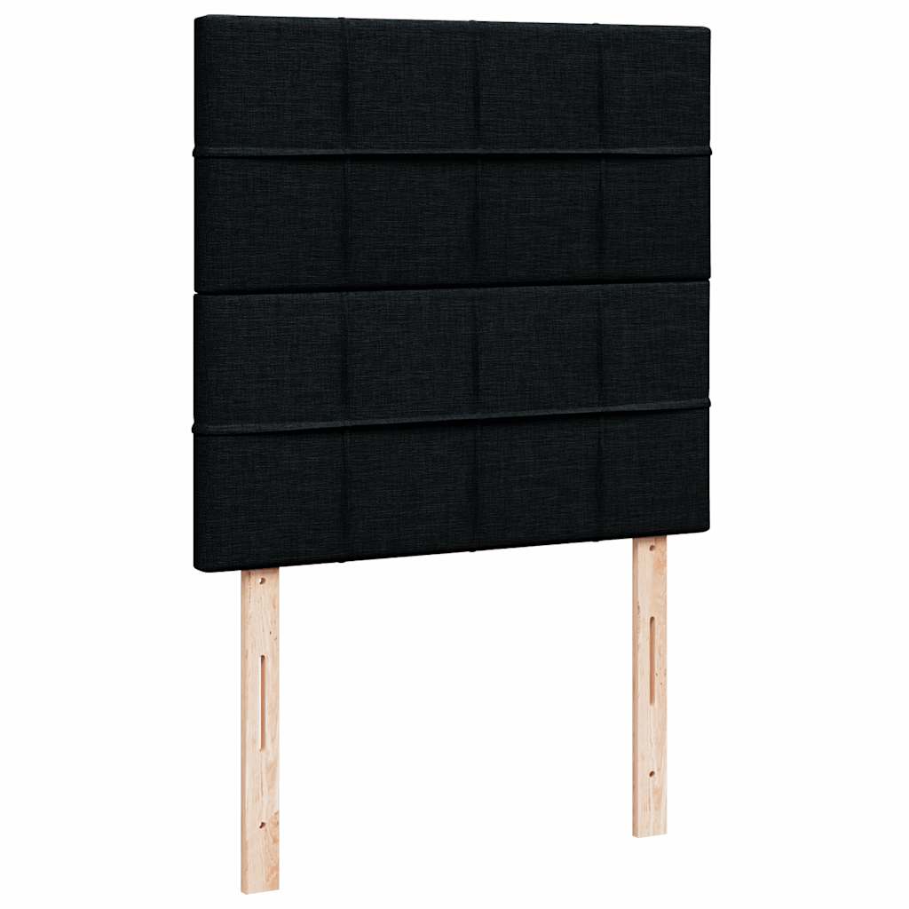 Struttura Letto Pouf con Materasso Nero 90x190 cm in Tessuto