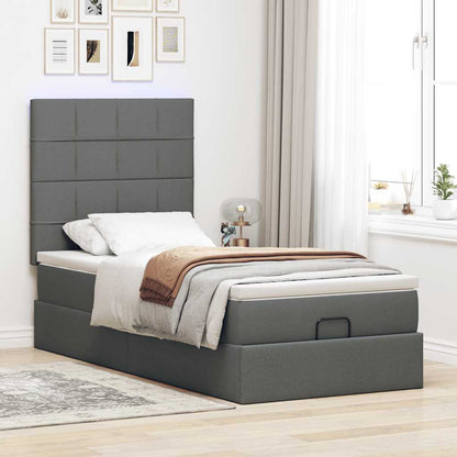 Pouf Letto con Materasso Grigio Scuro 90x200 cm in Tessuto