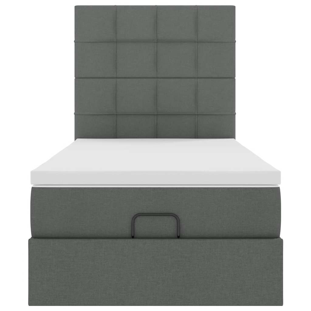 Pouf Letto con Materasso Grigio Scuro 90x200 cm in Tessuto
