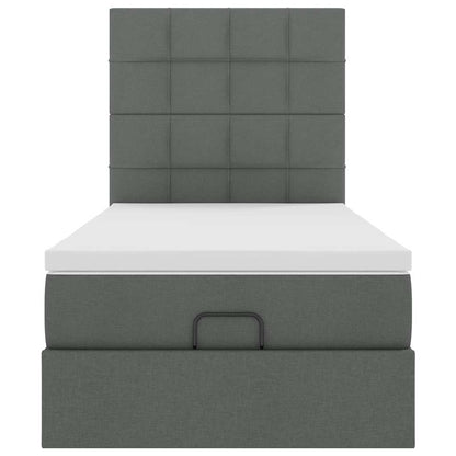 Pouf Letto con Materasso Grigio Scuro 90x200 cm in Tessuto