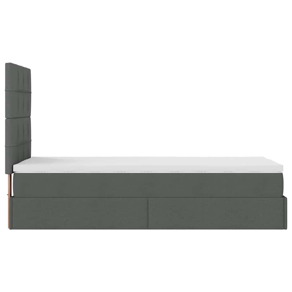 Pouf Letto con Materasso Grigio Scuro 90x200 cm in Tessuto