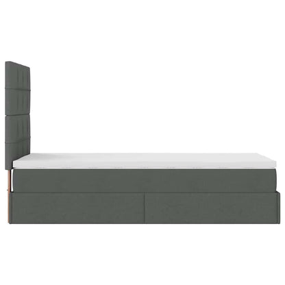 Pouf Letto con Materasso Grigio Scuro 90x200 cm in Tessuto