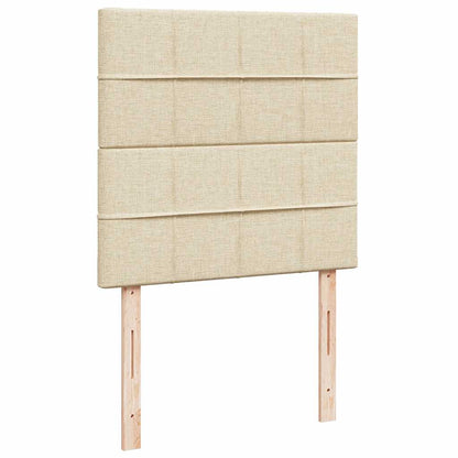 Pouf Letto con Materasso Crema 90x200 cm in Tessuto