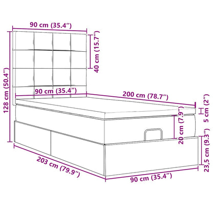 Pouf Letto con Materasso Blu 90x200 cm in Tessuto